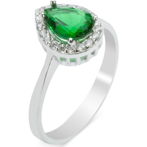 Drop Model Green Emerald Ring Women Zircon Gemstone Ring Wedding Engagement Promise Gifts Solid 925 Sterling Silver