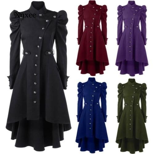 Coat Women Vintage Steampunk Long Coat Gothic Overcoat Ladies Retro Jacket Luxury Brand Dovetail Veste Femme