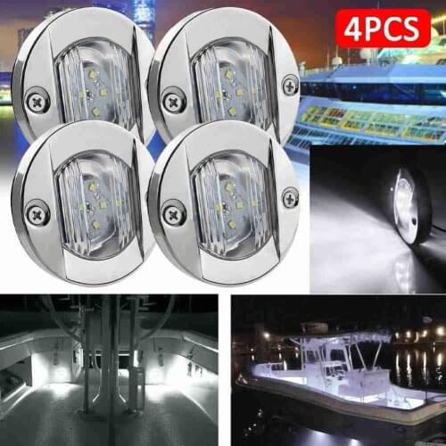 1/4PC DC 12V Waterproof RV Marine Boat Transom LED Stern Light Round Cold White LED Tail Lamp Yacht Accessories Truck Side Light