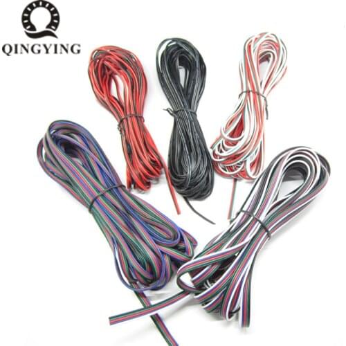 10m/lot 2Pin 3Pin 4Pin 5Pin Tinned Copper Cable 22AWG PVC Insulated Electronics Wire For 3528 5050 WS2812B LED Strip Connecting
