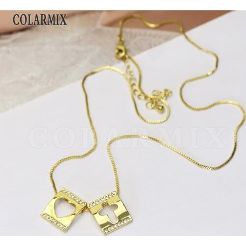10 pcs Cross and heart pendants necklace slim necklace women jewelry double charm necklace fashion jewels 9695