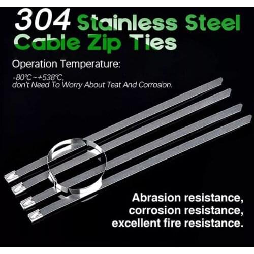 100PCS 100/150MM Stainless Steel Cable Ties Organizer for wires Zip Ties Tie Cable twist Ties Locking ZipExhaust Wrap Coated