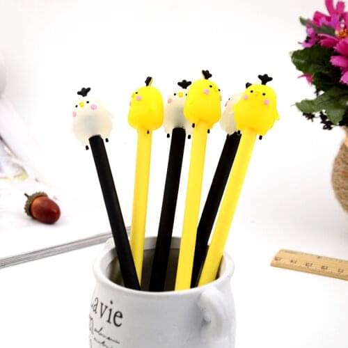 100 PCS creative cartoon chicken neuter pen black cute student fountain pen South Korea stationery pens for school tools