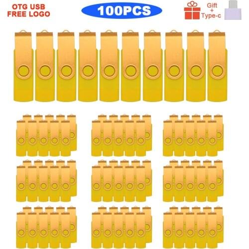 100pcs/lot Hot sale OTG USB Flash Drive Type C Pen Drive 128GB 64GB 32GB 16GB 8GB USB Stick 2.0 Pendrive for Device free logo