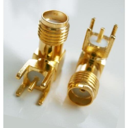 10X Pcs RF Connector SMA Female Jack 90 Degree Right Angle Solder Square PCB mount Plug Brass GOLD Plated