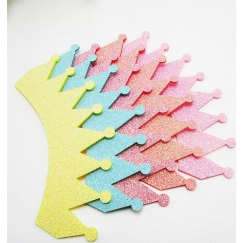 20pc/4.5x12.5cm DIY Children headwear AccessoriesH Mix Color Glitter Crown Patches for headwear decoration hair accessories