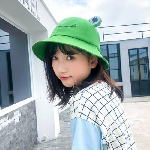 2021 New Cute Cartoon Parent-Kid Frog Bucket Hat Summer Womens Outdoor Dome Hats Sunscreen Fishing Hat Panama Fishing Caps