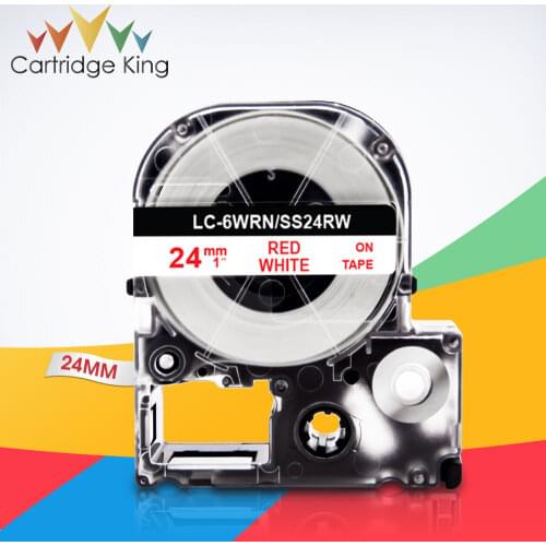 24mm Label Maker Red on White SS24RW LC-6WRN Labeling Tape for Epson King Jim LW-700 LW-700 LW-900P LW-1000P Label Sticker