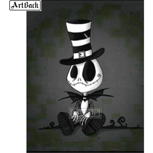 5d diy diamond painting skull black and white picture square full 3d diamond mosaic handmade crafts embroidery diamond decor