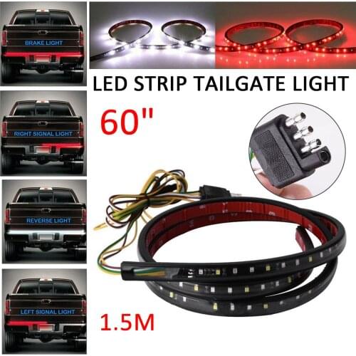 60" Car Truck LED Tailgate Light Running Turn Signal Brake Reverse Backup Tail light Strip For Chevy Dodge Ford Truck 12V 24V