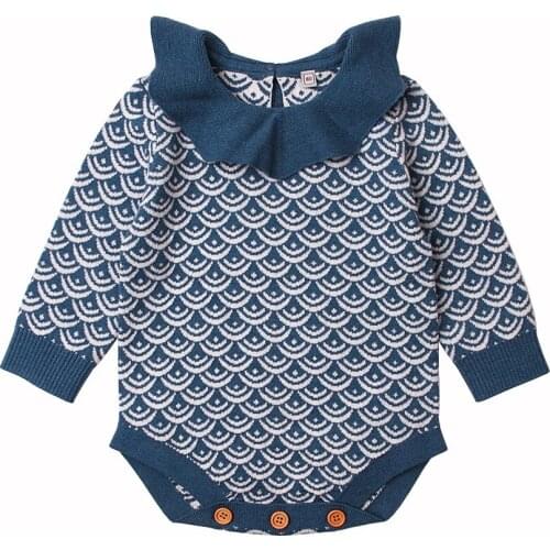Autumn New Kids Girls and Boys Fish Scale Pattern Long Sleeve Romper