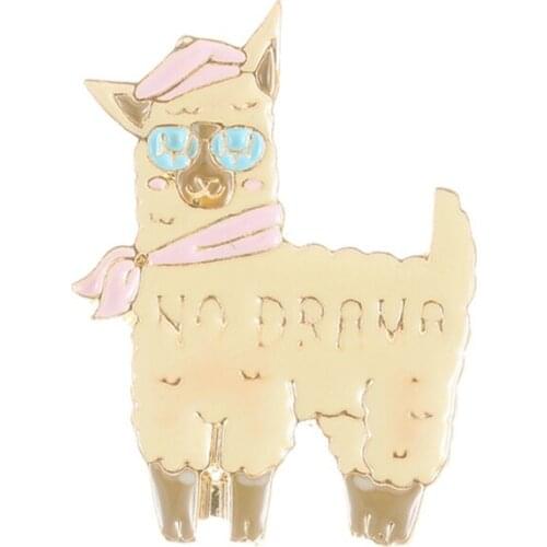 Lovely Alpaca Enamel Brooch Little Sheep Pin Denim Clothes Lapel Pin Button Badge Cartoon Animal Jewelry Gift For Kids Girls