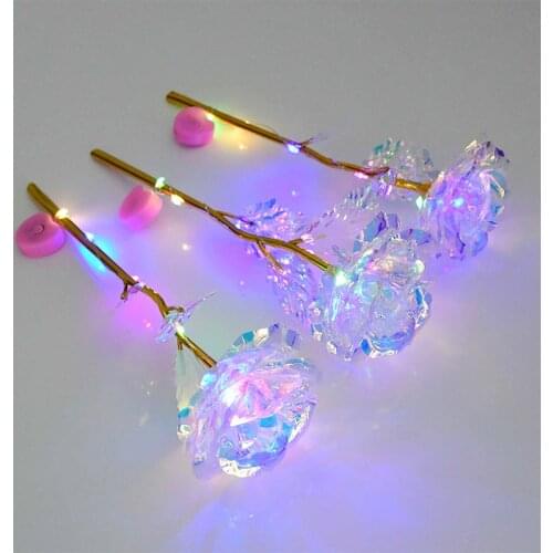 Artificial Fairy Rose Flower LED Luminous Galaxy Rose Valentines Day Romantic Gift Mothers Day Flower Present Home Decorations