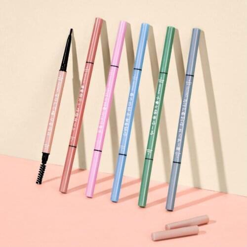 GECOMO 1.5mm Extra Fine Double-Head Eyebrow Pencil Easy to Use Waterproof Lasting No Makeup Bionic Eyebrow Pencil T1409