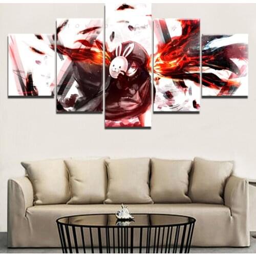 Canvas Painting Home Decor 5 Piece Tokyo Ghoul Pictures Touka Kirishima Printed Poster For Modern Living Room Wall Art Frame