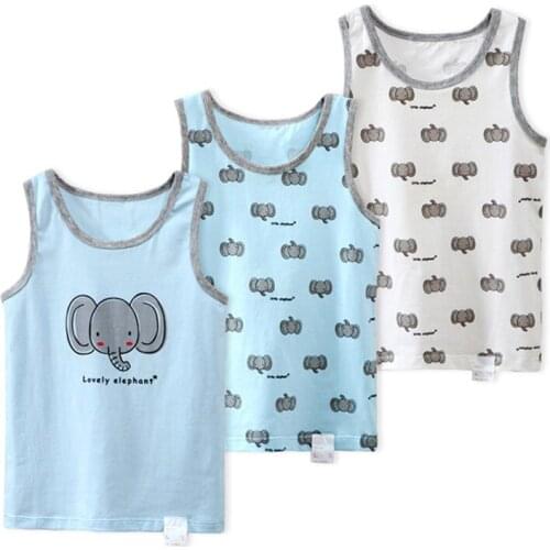 3pcs Set Boy Summer t shirt 2021 New Children Undershirt 100% Cotton Boy Sleeveless Vest Boys Clothes Baby Tanks shirt for 2-12Y