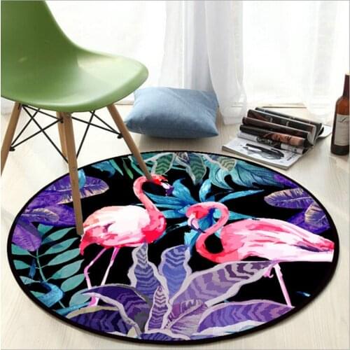 Large Area 200cm Diameter Carpet Flamingo Print Round Rugs Baby Bedroom Crawl Tapete Game Yoga Mat Carpets Rug For Room Living