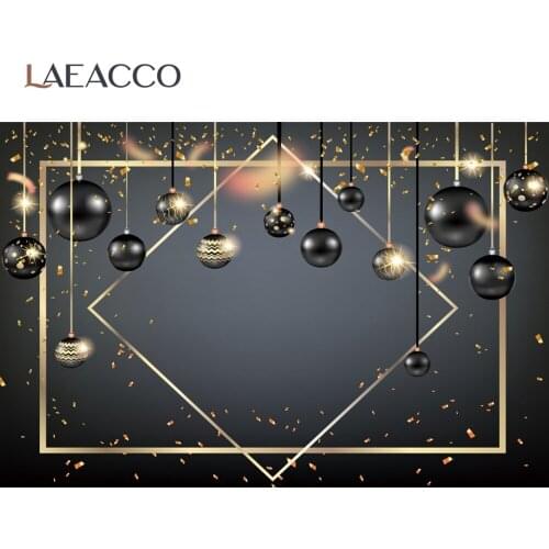 Laeacco Photo Background Chirstmas Party Ball New Year Ribbon Poster Baby Portrait Photography Backdrops Photo Studio Photocall