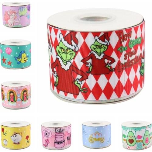 HSD Ribbon free shipping 3" 75mm heat transfer printed Denim fabric series Grosgrain Ribbon 50Yards per Roll