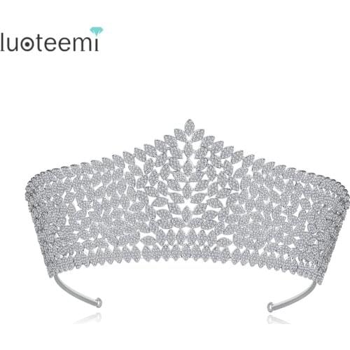 LUOTEEMI Royal Princess Queen Hairwaer Tiaras for Women Wedding Engagement Fashion Jewelry Crown Hair Accessories Christmas Gift