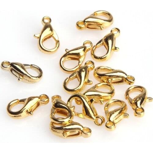 25pcs/lot 10/12/14/16mm Metal Lobster Clasps Hooks DIY Necklace Bracelet Jewelry Making Findings Jewelry Accessories Wholesale