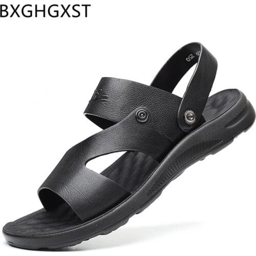 Beach Sandals Men Slides Fashion Designer Shoes Mens Sandals Genuine Leather Casual Shoes Mens Sandals Summer Zapatos De Hombre