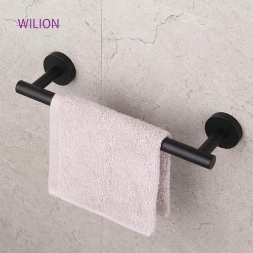 Matt Black 1Pcs 30cm Length Wall Mounted Towel Rack Bathroom Bar Stainless Steel Material With Screws Cuarto De Bano