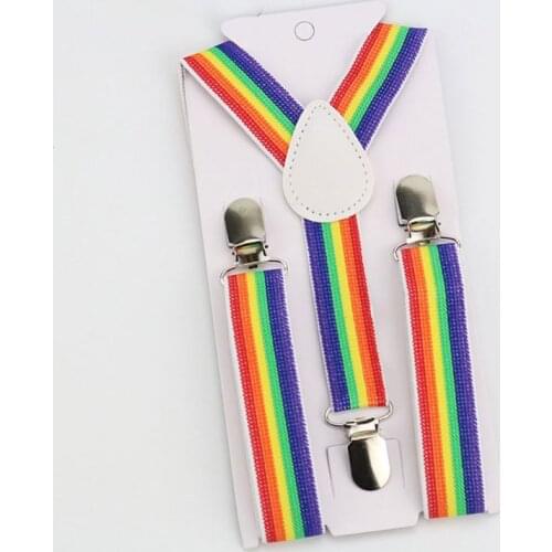 Children Rainbow Strap Clip Colorful Striped Baby Suspenders Belt Boys and Girls Fashion Straps Anti-drop Belts Buckle Dropship