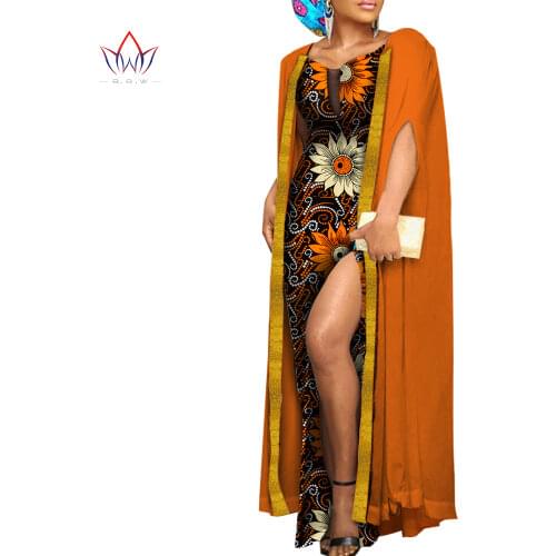 New BintaRealWax African Clothes for Women Sexy Dress and Robe Sets Cool Suits African Clothing 2 Pieces Sets Party WY8638