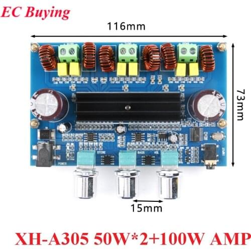 TPA3116D2 Digital Amplifier Board BLE 5.0 Volume Tones 2.1 Channel Stereo Class D 50W*2+100W Speaker Audio for AUX XH-A305