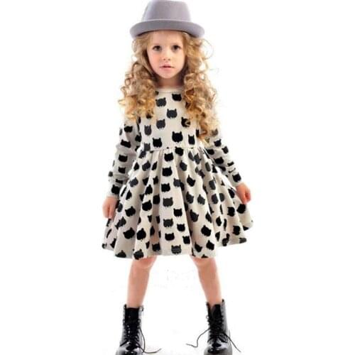 Long Sleeve Girls Dress Cotton A-line Kids Dresses for Girls 2 3 4 5 6 7 8 Year Casual Spring Fall Children Princess Clothing