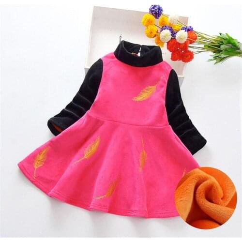 Princess Dress Kids Fleece Long Sleeve Children Skirt 2 3 4 5 6 7 8 Years Plaid Warm Soft Casual For Toddler Girls Autumn Winter