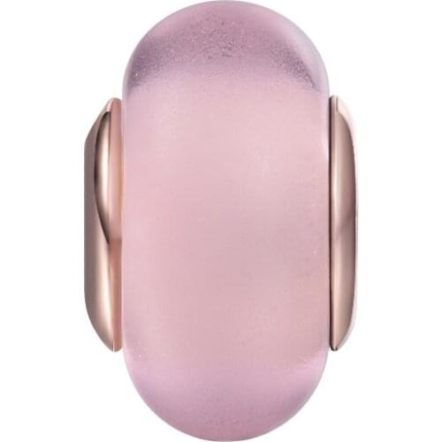 Fits Pandora Bracelet Argent 925 Sterling Silver Matte Pink Murano Glass Charms Beads Women DIY Jewelry Gift Bijoux Femme Kralen