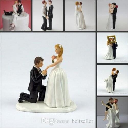 Happy Princess Embrace Bride And Groom Wedding Cake Topper Decoration Couple figurine Craft Wedding Cake decorations supplies
