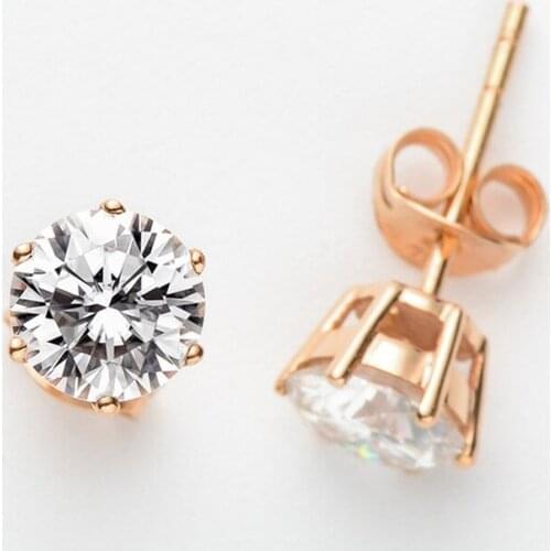 Classic 18K Rose Gold Studs DF Color Moissanite Jewelry Engagement Anniversary earrings Custom made 6 claws Earrings