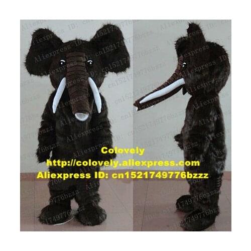 Shrewd Black Mammoth Mammuthus Wooly Mamoth Mascot Costume With Long White Sharp Tooth Big Cylinder Nose Bright Eyes No.4562