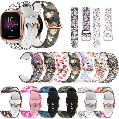 20mm Printing Silicone Watchband for Garmin Venu Sq for Vivoactive 3 Music Forerunner 645 645M 245 245M Camo Soft Band Strap