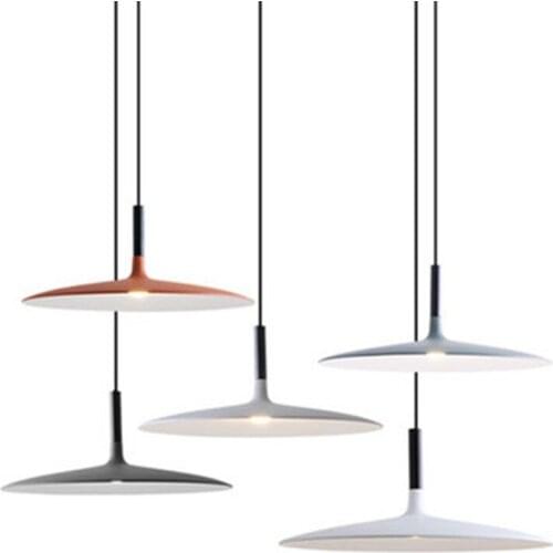 Modern LED Pendant Lights With Gray Metal Lampshade For Dining Room Adjustable White Iron Bar Hanging Light