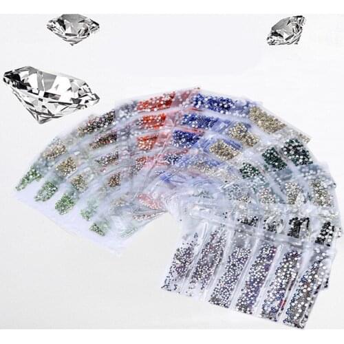 Multi-Size Glass Nail Rhinestones For Nails Art Decorations Crystals Charms Partition Mixed Size Rhinestone Set