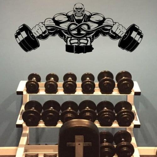 Weightlifter With Barbell Wall Art Sticker Bodybuilder Vinyl Mural Gym Poster Training Room Decoration Fitness Decor A750