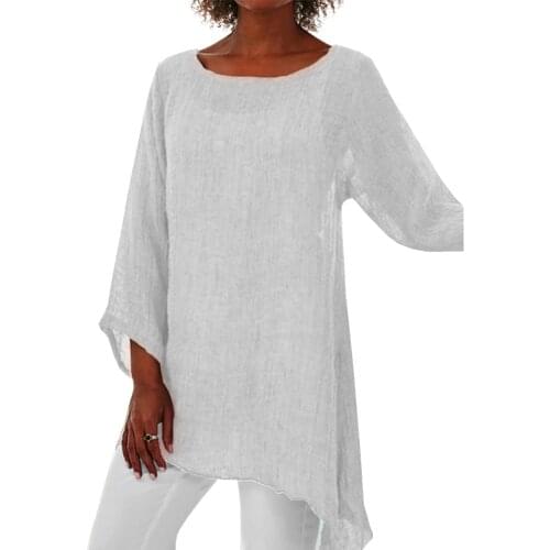 EaseHut 2020 New Fashion Women Casual Long Sleeve Blouse Solid Color O-neck Loose Long Clothing S-5XL Large Size Ladies Shirts