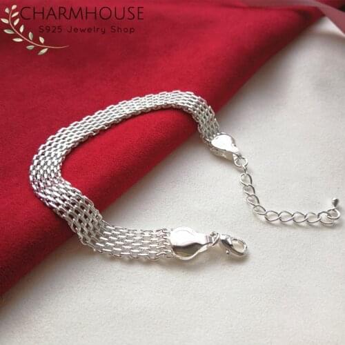 925 Sterling Silver 10mm Link Chain Bracelets For Women Bracelet & Bangles Wristband Pulseira Wedding Jewelry Accessories Gifts