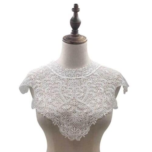 1Piece Lace Motif Collar Sew Patch Embroidered Dress Applique Embellish Fabric for Wedding Dress