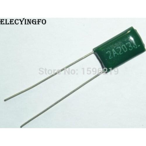 100pcs Mylar Film Capacitor 100V 2A203J 0.02uF 20nF 2A203 5% Polyester Film capacitor