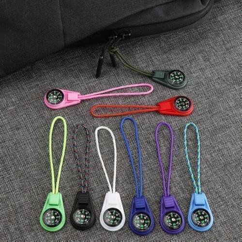 2 PCs Zipper Tail Rope Pocket Compasses EDC Mini Survival Compass for Paracord Bracelet Gear Camping Hiking Outdoor Tool 2021