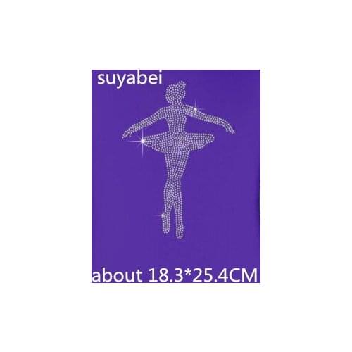 2pc/lot Ballet dancer sticker transfers design iron on transfer patches hot fix rhinestone transfer motifs fixing rhinestones