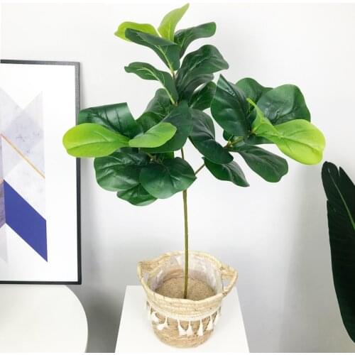 70cm 27 Leaves Large Artificial Ficus Tree Tropical Palm Plants Fake Banyan Tree Branch Foliage Tall Green Plants for Desk Decor