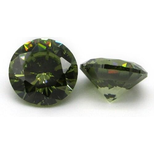 Free Shipping 20pcs 3.5mm to 16mm 5A Round Shape Loose CZ Synthetic Gem Peridot Green Cubic Zirconia Stone