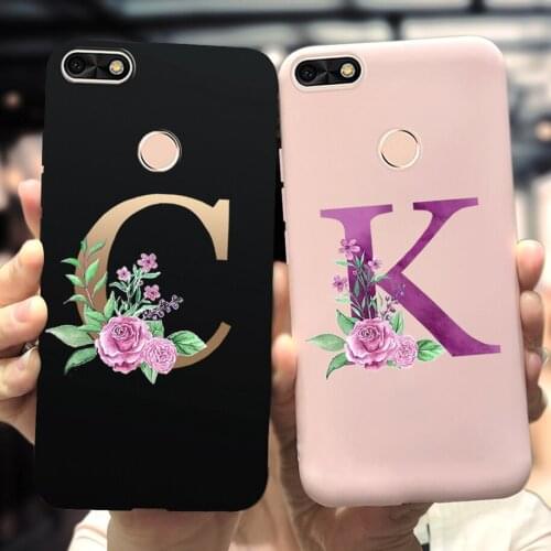 For Huawei Y6 Pro 2017 Case SLA-L22 Cute Flower Alphabet Letter TPU Phone Case For Huawei Nova Lite 2017 P9 Lite Mini Cover 5.0"