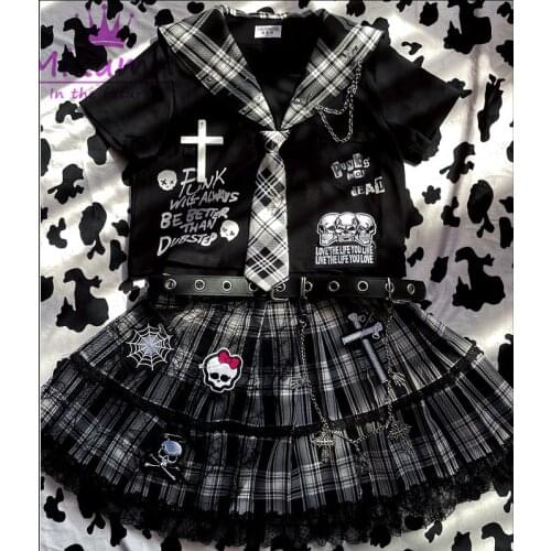 Gothic Girls Balck Punk Skirt Sets